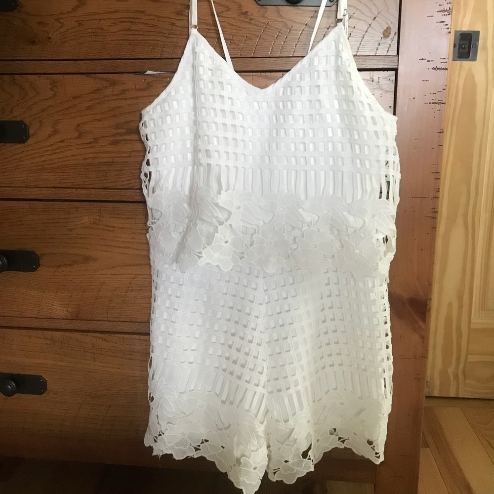 White modern vintage lace romper